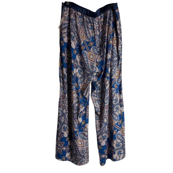 Anthropologie Elevenses Ines Blue Paisley Print Wide Leg Flowy Boho Pants Size L - Picture 11 of 15